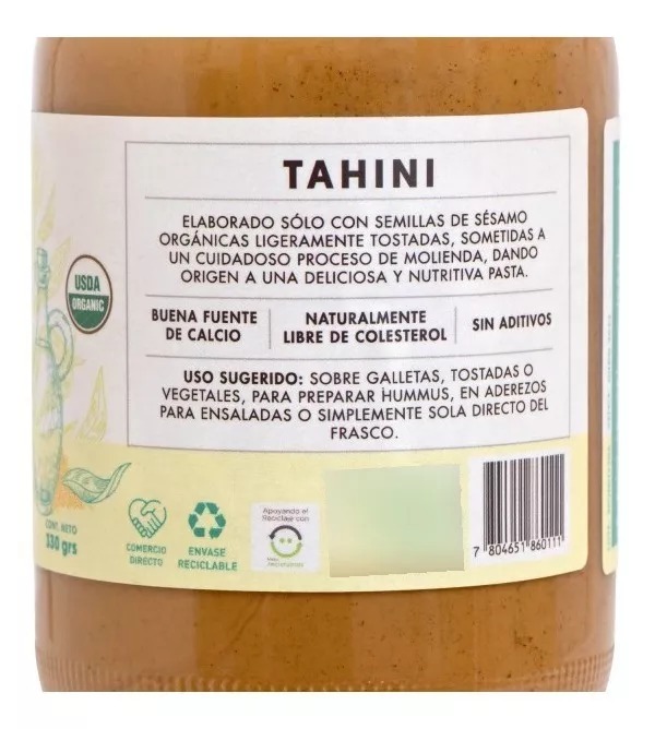 Tahini Pasta Sésamo Orgánico 330 Grs. Manare - Imagen 4