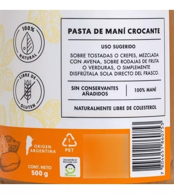 Mantequilla De Maní Crocante 500 Grs. Manare - Imagen 5