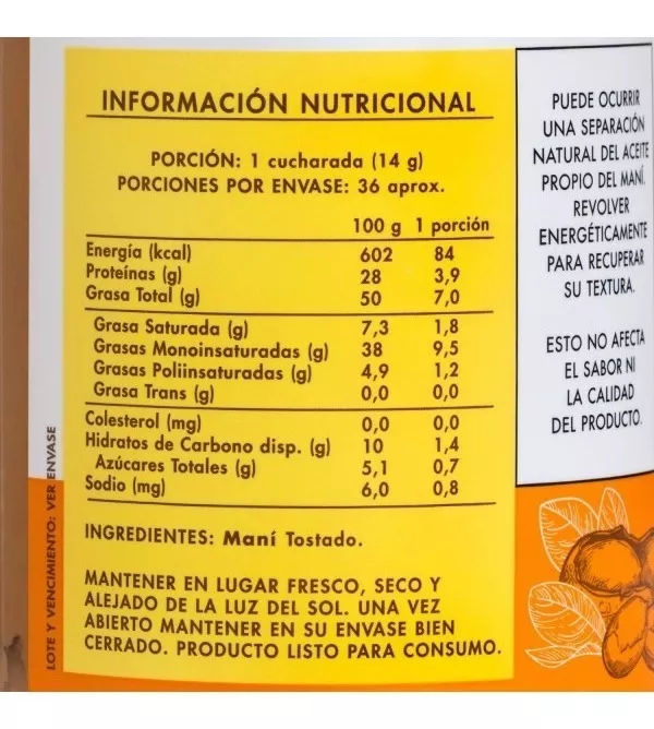 Mantequilla De Maní Crocante 500 Grs. Manare - Imagen 3