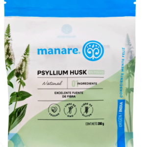 Psyllium Husk Natural En Polvo Manare 200 Gr.