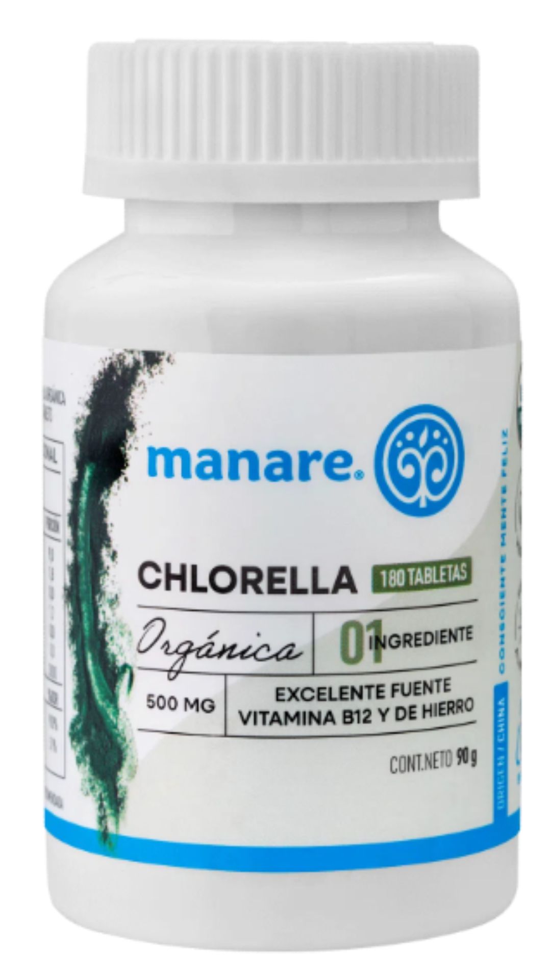 Chlorella Orgánica 180 Tabletas 90 Gr. Manare.